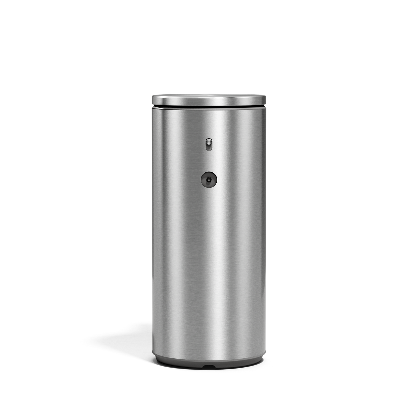 Front view of Simplehuman 9 oz. Rechargeable Liquid Sensor Pump in Brushed Stainless Steel, touch-free.