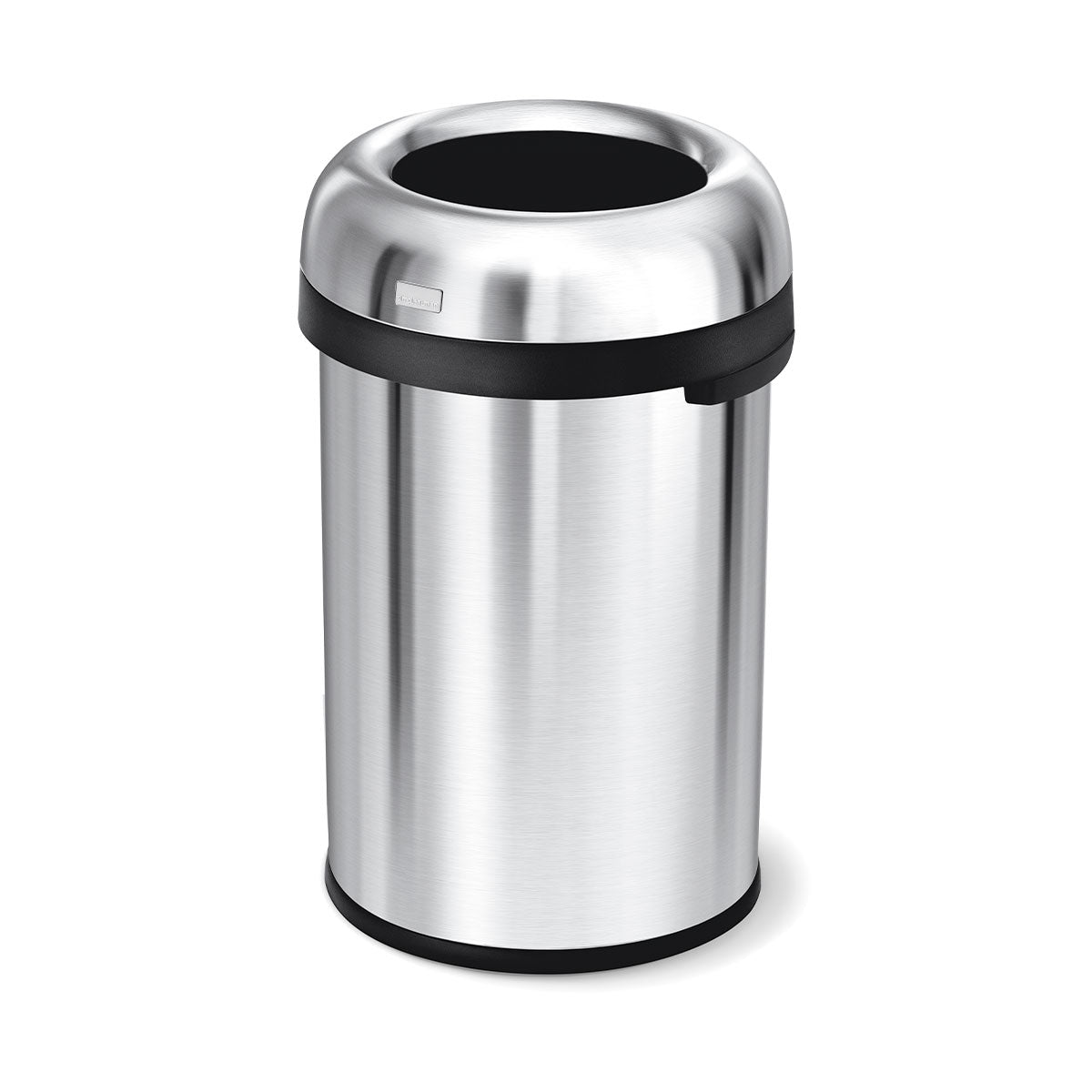 Simplehuman 115L Bullet Open Can in Brushed Stainless Steel, high capacity, easy access open top.