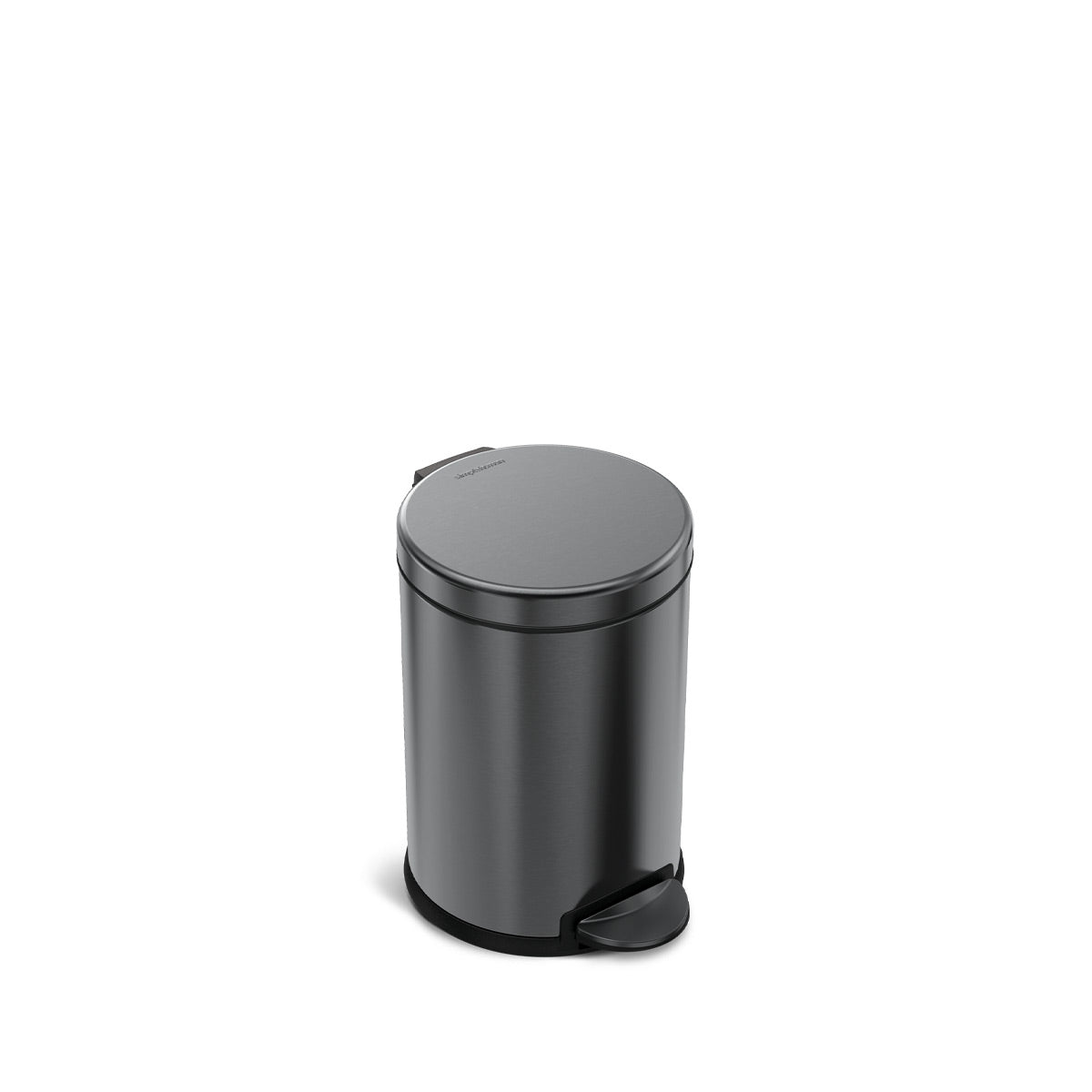 Simplehuman 4.5L Round Step Can in Matte Black, hands-free pedal operation.