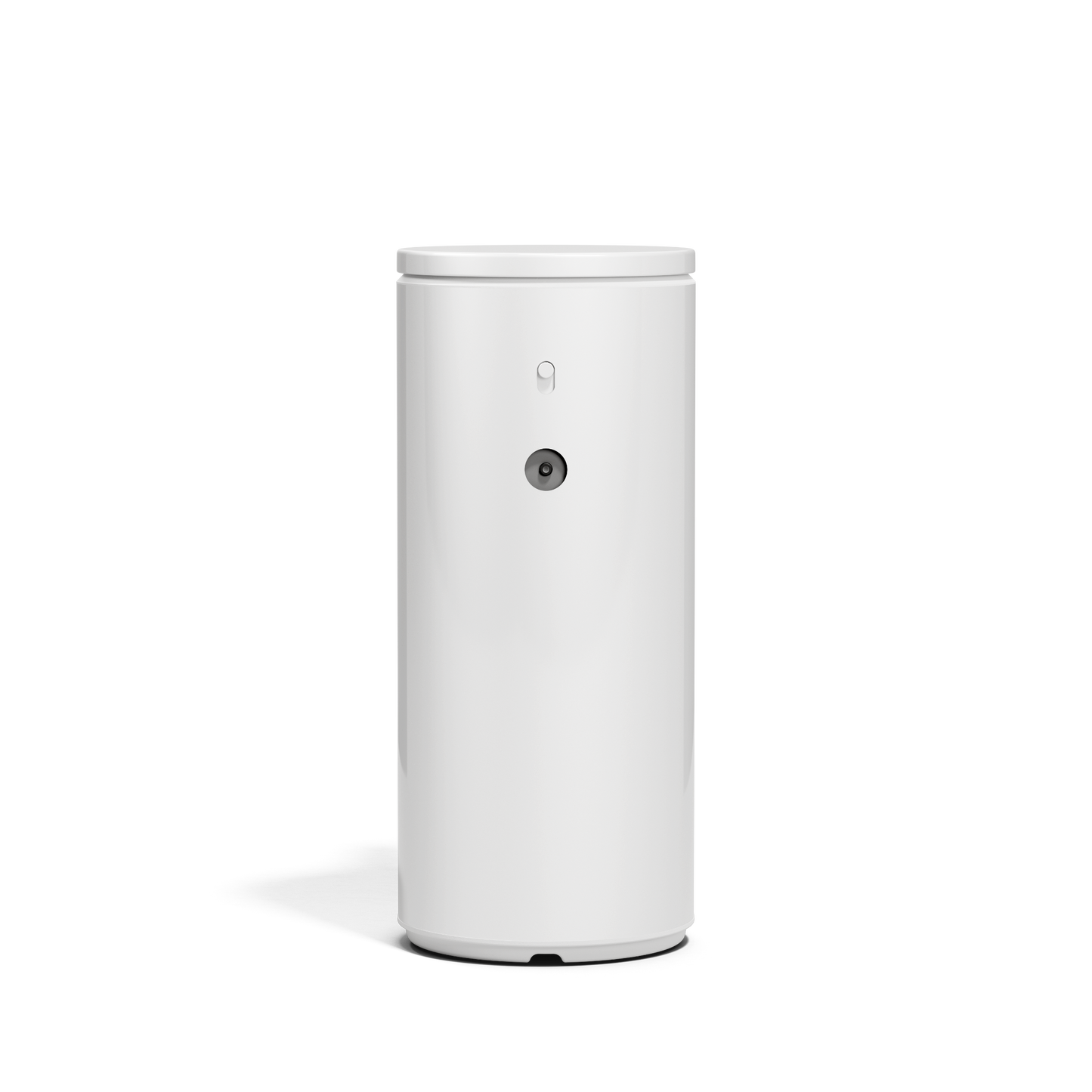 Close-up view of Simplehuman 9 oz. Rechargeable Sensor Pump in White, highlighting the adjustable control switch.